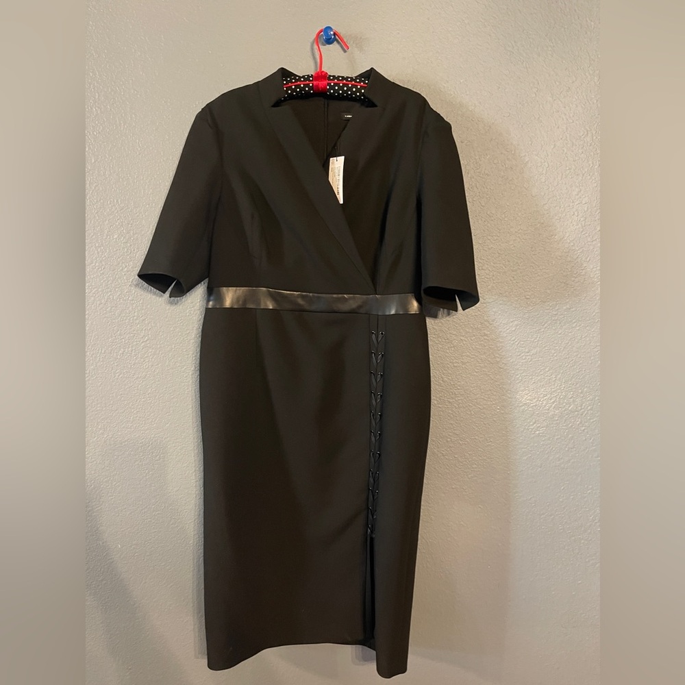 Karen Millen Plus Size Structured Crepe Lace Up Forever Midi Dress Size